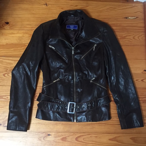 Posh Jackets & Blazers - 60s style biker motorcycle jacket leather brown